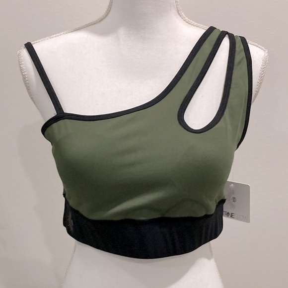 Olive green Asymmetrical sports bra XL NWT - Picture 1 of 7